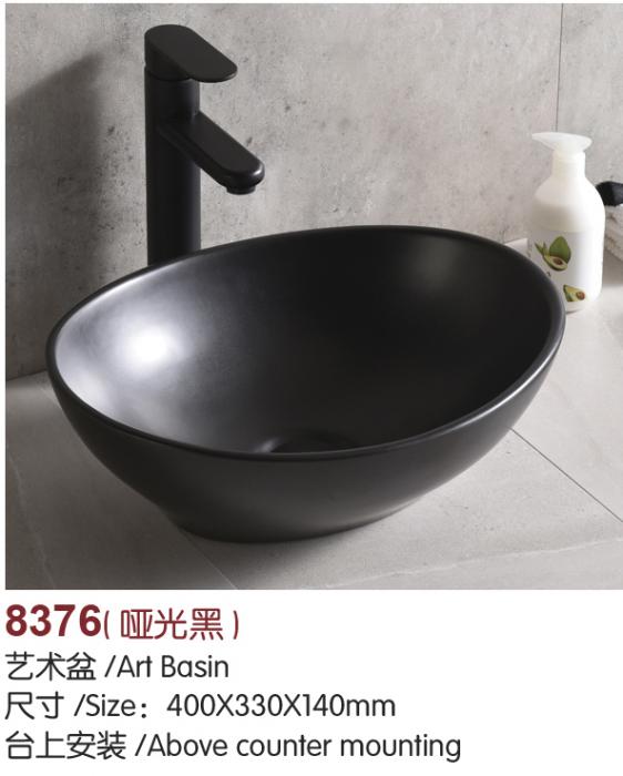 Matt black countertop art wash basin